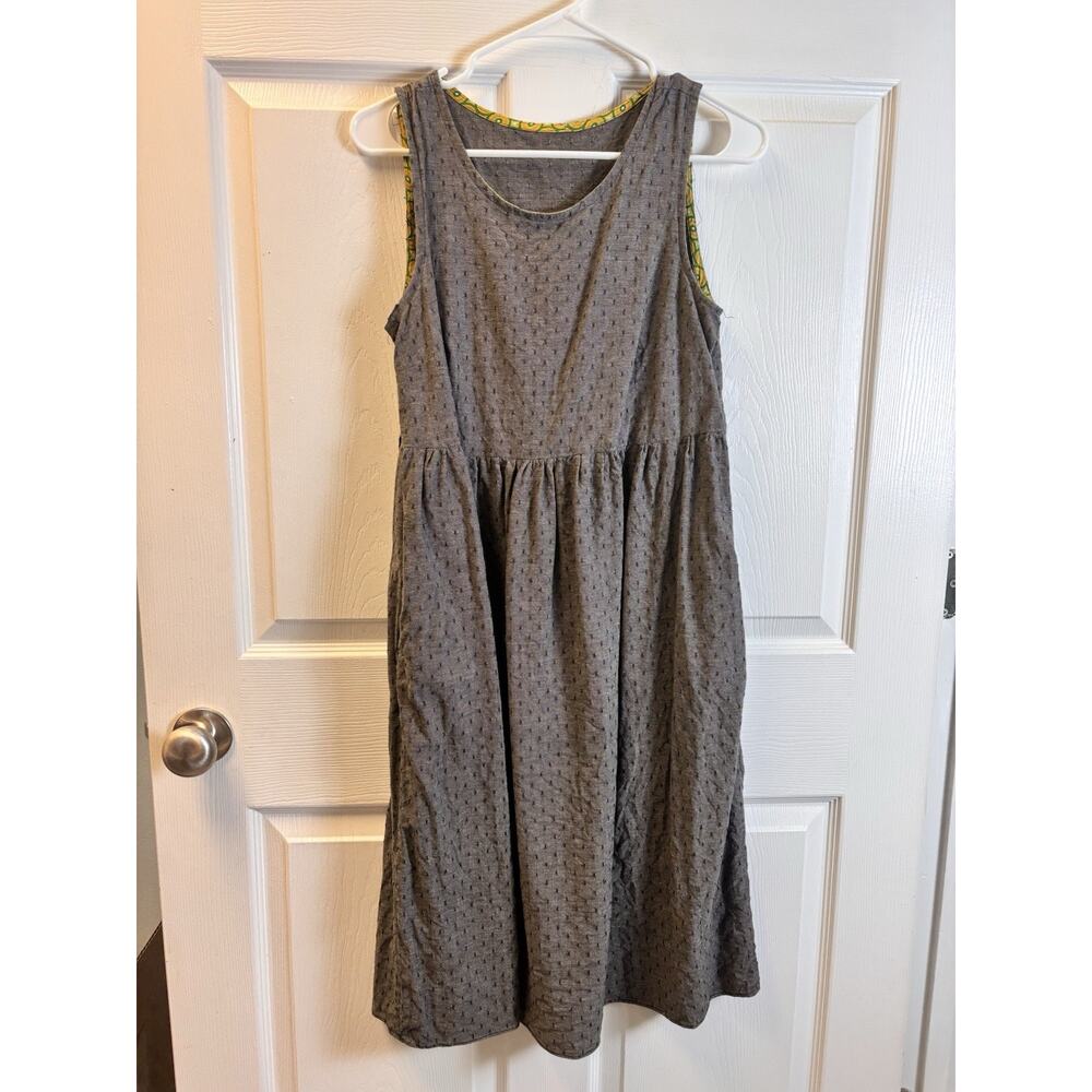 Brown Linen Blend Dress With Pockets M